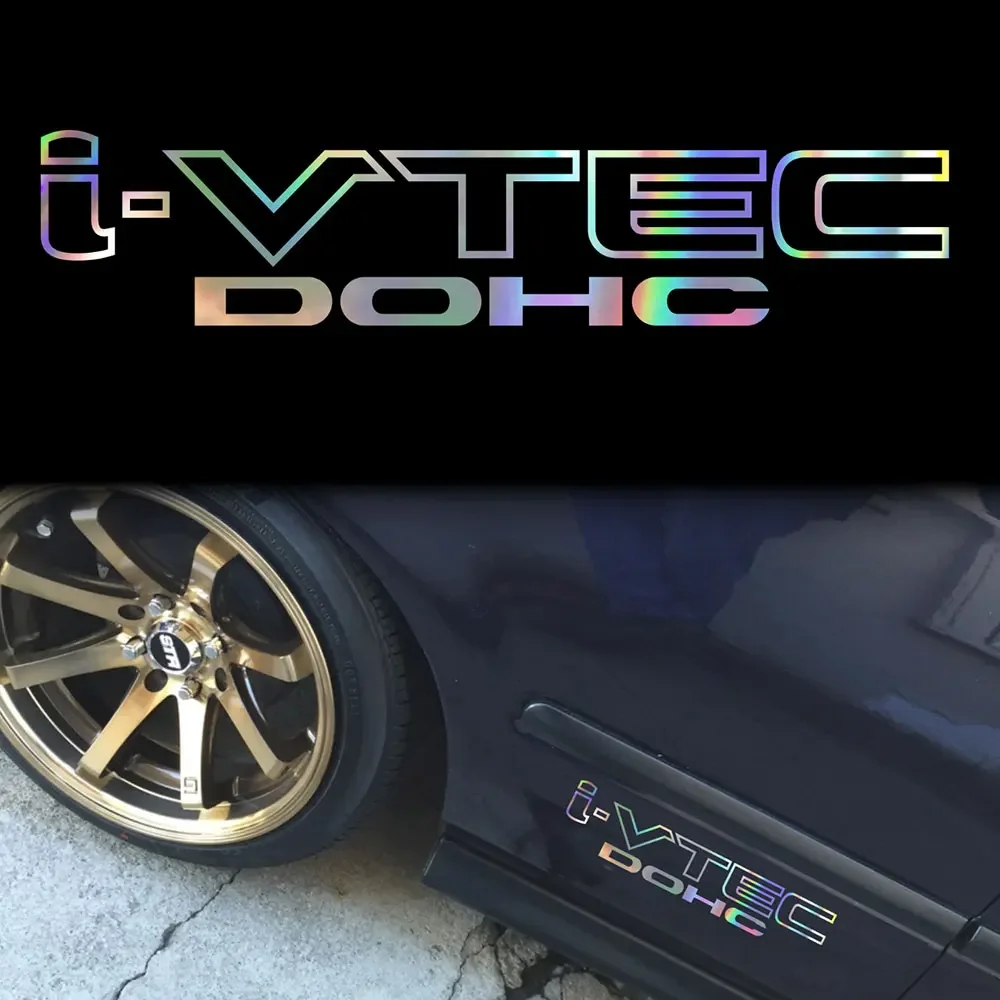 

28 см для I-vtec Dohc Honda голографическая масляная наклейка на лобовое стекло Chome для JDM Mugen наклейка автомобильные аксессуары