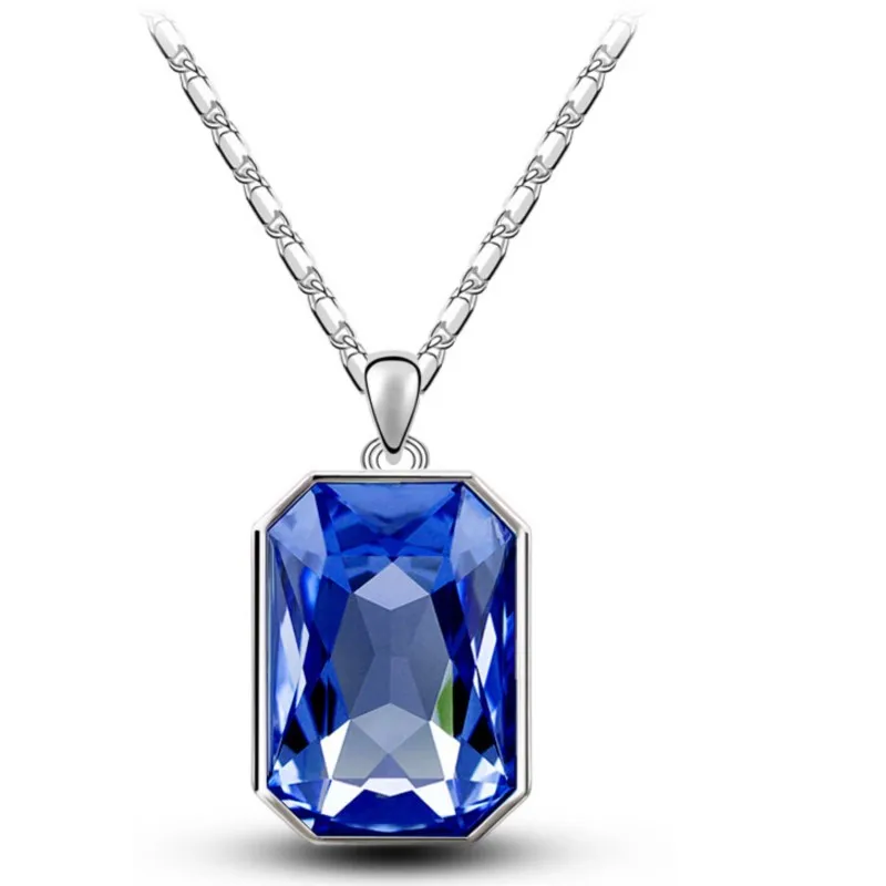 Ожерелье с квадратным кулоном из австрийского хрусталя классическое модное