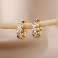 zircon gold color hoop earrings for women stainless steel silver color piercing earrings boho earings jewelry gift 2022