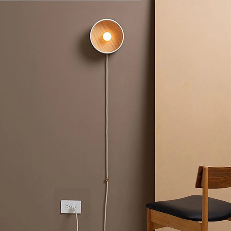 Настенная лампа с подключением к проводу, деталь из железа в нордическом минималистическом стиле, для гостиной, спальни, кабинета, коридора, без проводки, с переключателем шнура