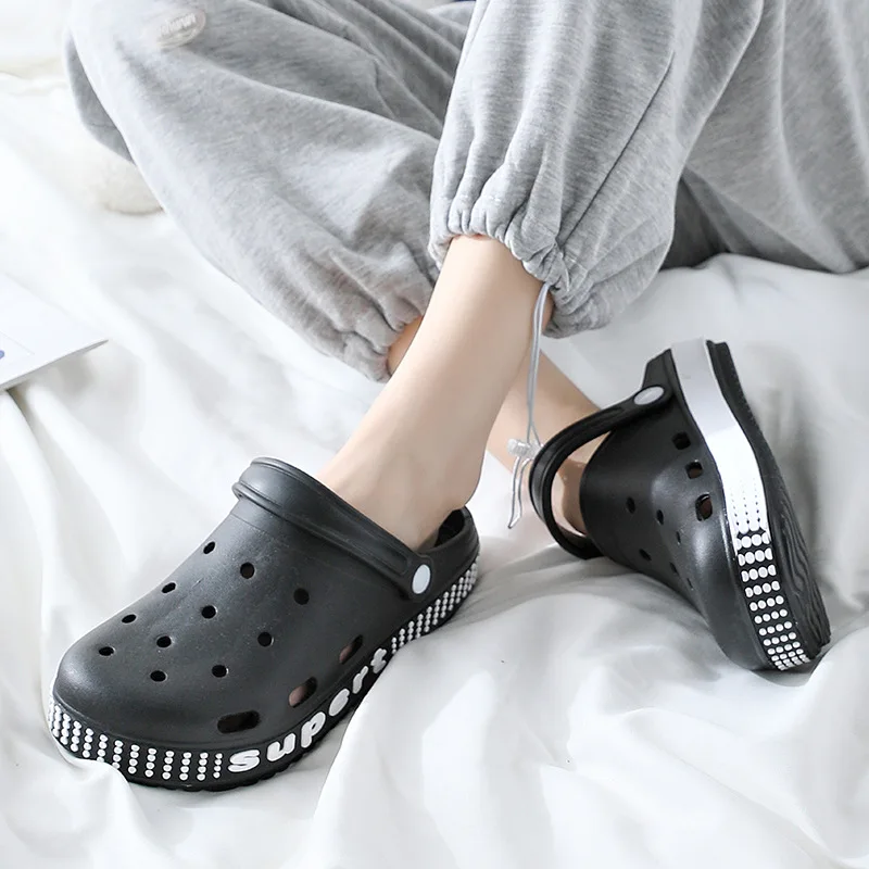 Hole Shoes Women's Simple Non Slip Slippers Men's Indoor Wear-resisting Beach Leisure Flat Slippers for Women Shoes Women