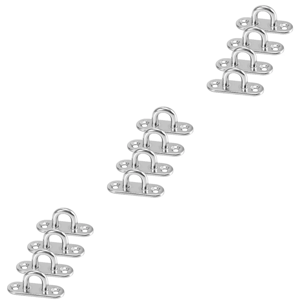 

12 Pcs Stainless Steel Oblong Pad Eye Plate Staple Ring Hook U-shaped Design Screws Mount Hook Hanger
