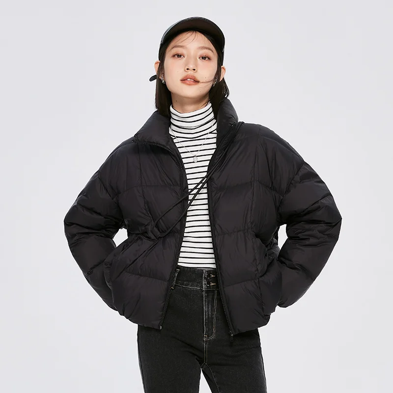 Semir Down Jacket Women Stand-Up Collar Solid Color Oversize Three-Proof 2022 Winter New All-Match Thick Bread Clothing Trend