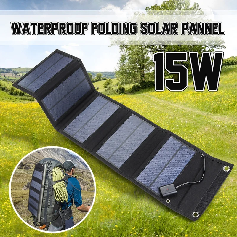 

Солнечная панель 15/20 Вт, 5 В, складная солнечная панель с USB-портом для отдыха на открытом воздухе, походов, портативное зарядное устройство, з...