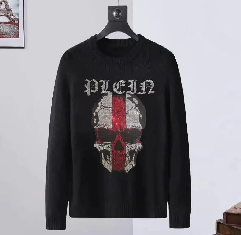 

New Casual 100% cotton Rhinestones sweater Hip Hop Street wear sweater Skateboard Men Pullover Male
