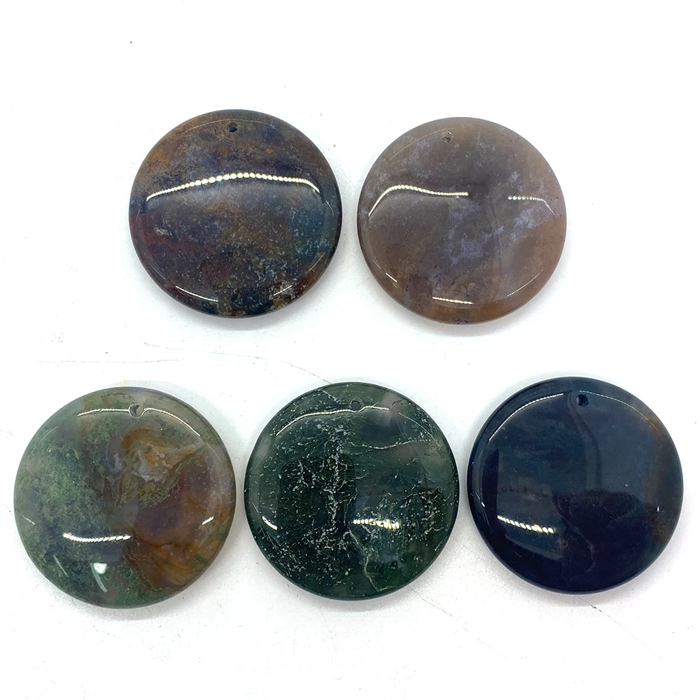 

Natural Stone Wood Fossil Pendant Round Exquisite Energy Healing Stone for Bracelet Jewelry DIY Necklace Accessories Making