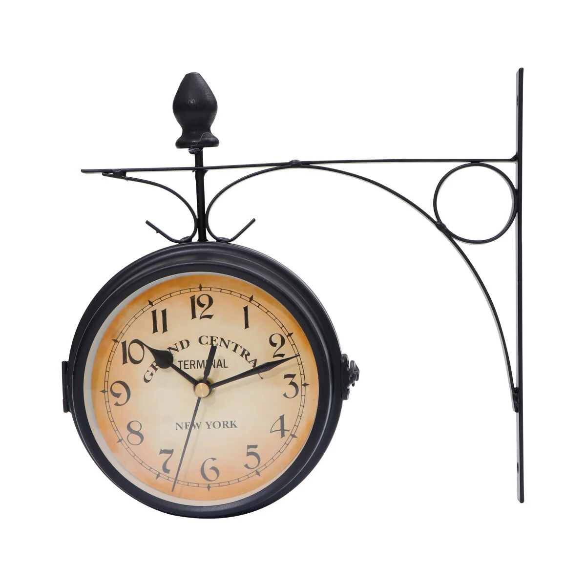 

European- style Vintage Double- sided Wall Clock Metal Silent Classic Clocks Monochrome ( Black )