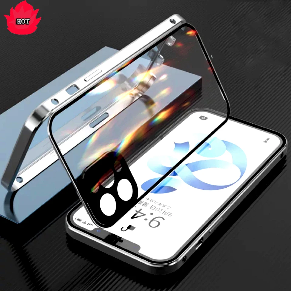 

360 Case For iPhone 14 Pro MAX Double Sided Buckle Case For IPhone 14 11 12 13 Pro Magsafe Magneto Magnetic Protective Cover