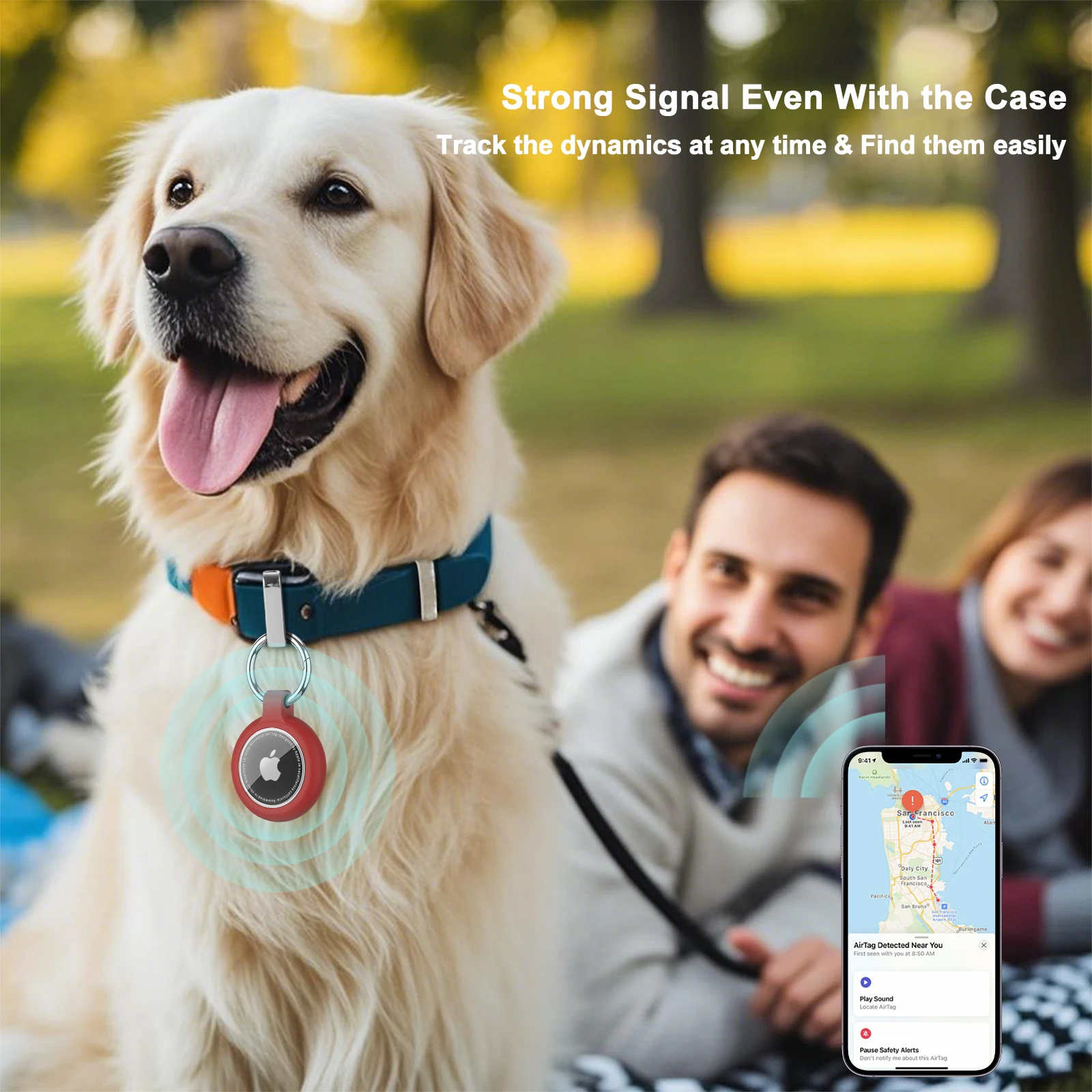 Водонепроницаемый противоударный чехол-брелок из ТПУ для Apple AirTag: защитный чехол для ошейника собак и кошек, трекер для отслеживания животных (art.: 3920cef944bc3) - 3920cef944bc3