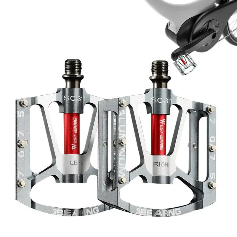 

Велосипедные педали из алюминиевого сплава, велосипедные педали для горного велосипеда, 3 подшипника, Нескользящие велосипедные педали на ...