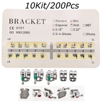 10 sets200pcs high quality dental orthodontic metal brackets braces mini roth 018 slot mesh below with 3 4 5 hooks laser mark