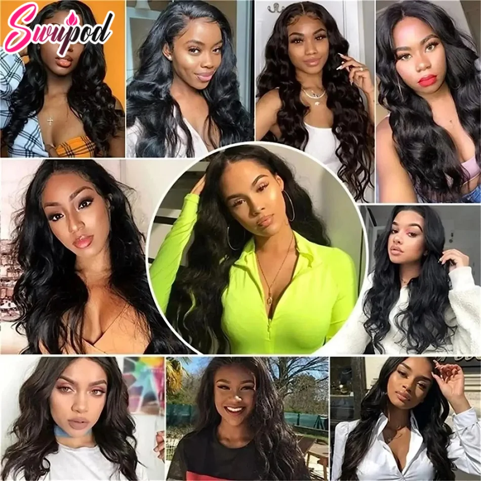 360 Полный кружевной парик 250% 13x6 HD Lace Frontal Wig 13x4 Frant Silky Body Wave Curly Remy Human Hair Темно-черный Бесклеевой Предварительно выщипанный (art.: 3920cc009fe89) - 3920cc009fe89