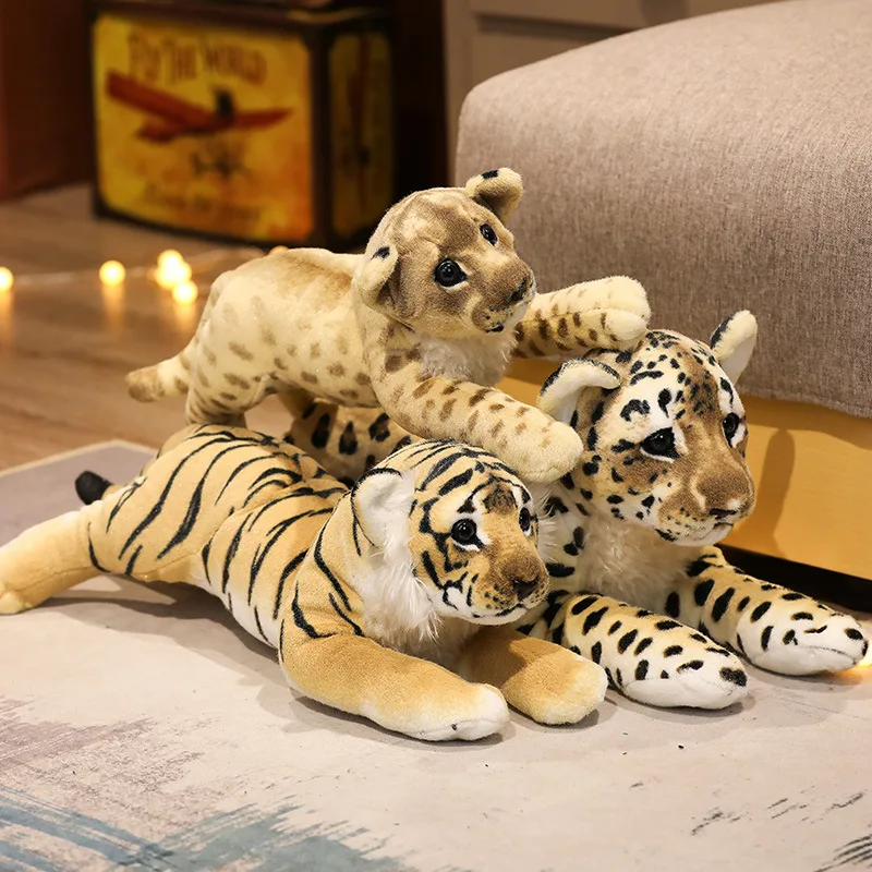 

Simulated Animal Lying Posture Lion Leopard Tiger Doll Plush Toy Home Bed Pillow to Send Child Birthday Gift Sofa Cushion