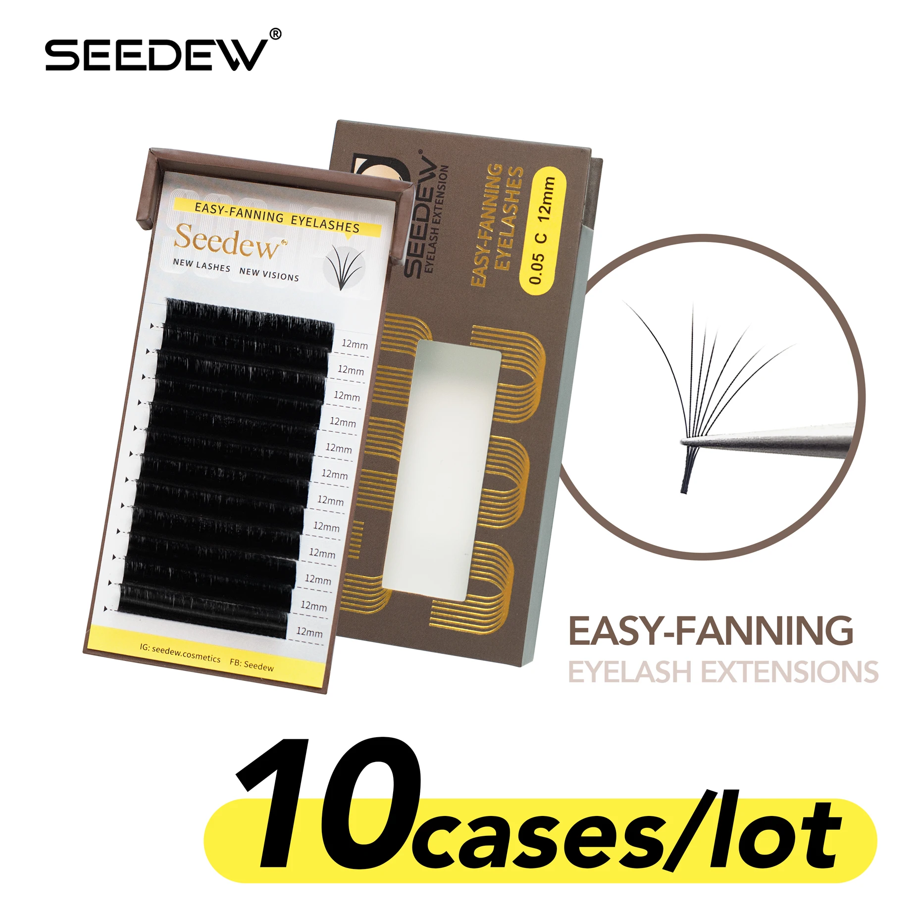 SEEDEW Fast Shipping Easy-fanning Eyelash Extensions 1's Blossom Camellia Individual Lashes Wholesale Bulk 10cases/lot