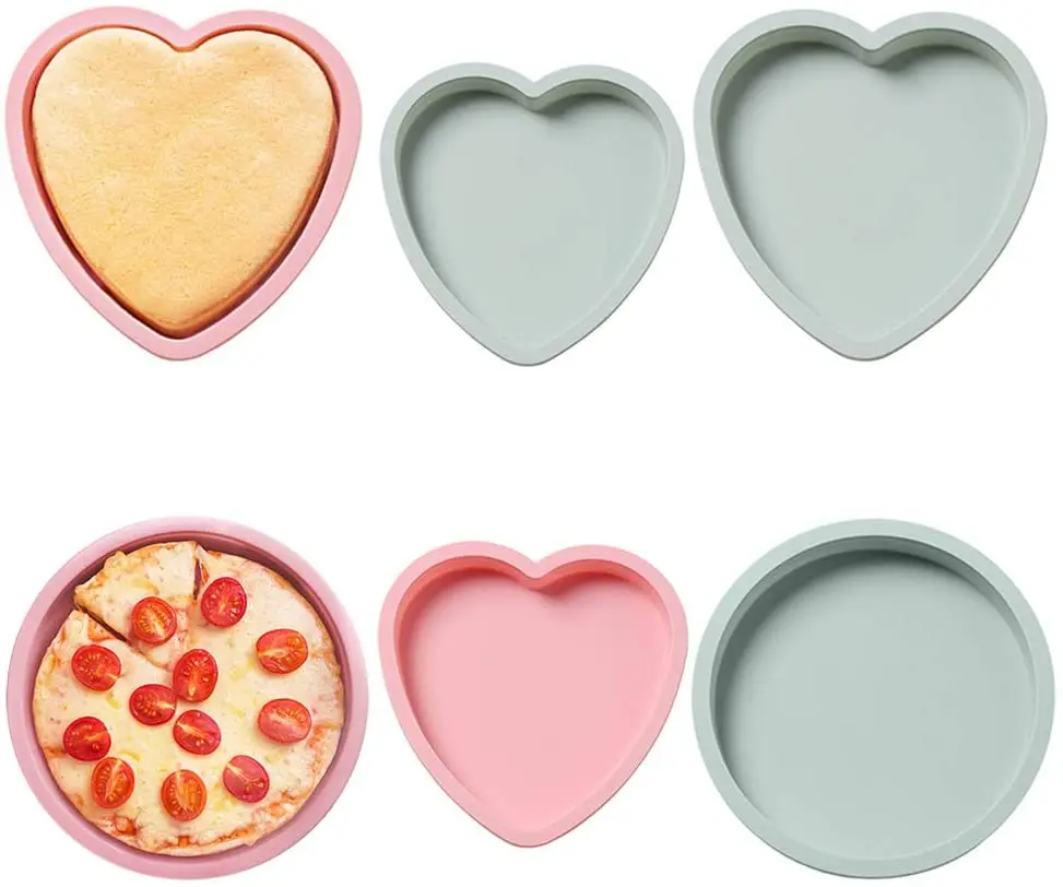 

6pcs silicone cake pan round heart-shaped rainbow cake baking mold pan layer cake pans pizza molds for birthday party 6 8 inch