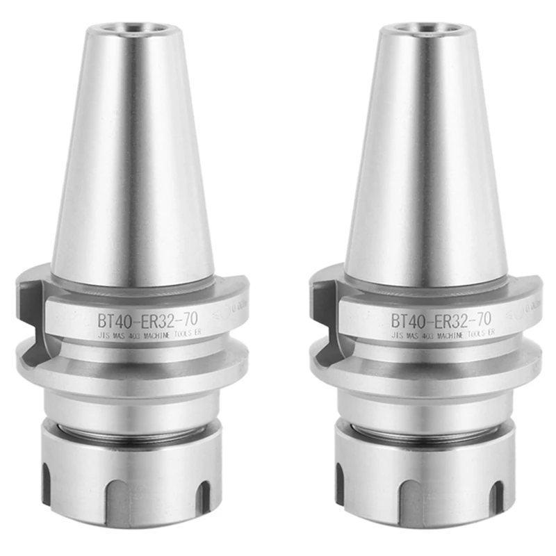 

New 2X BT40 ER32 70 Spring Collet Chuck CNC Toolholder Milling Lathe Cutter CNC 45 Steel Milling Cutter Arbor Chuck Holder