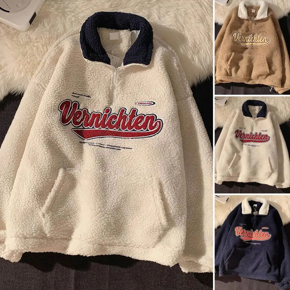 

Turn-down Collar Chic Soft Women Sweatshirt Embroidery Women Sweatshirt Loose for School