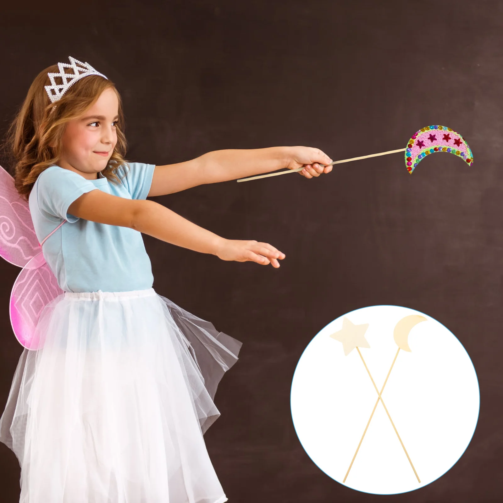 

Fairy Wand Stick Wands Wooden Partyunfinished Graffiti Decortoy Costume Star Diy Wood Witch Props Kids Cosplay Kit Angel Magical