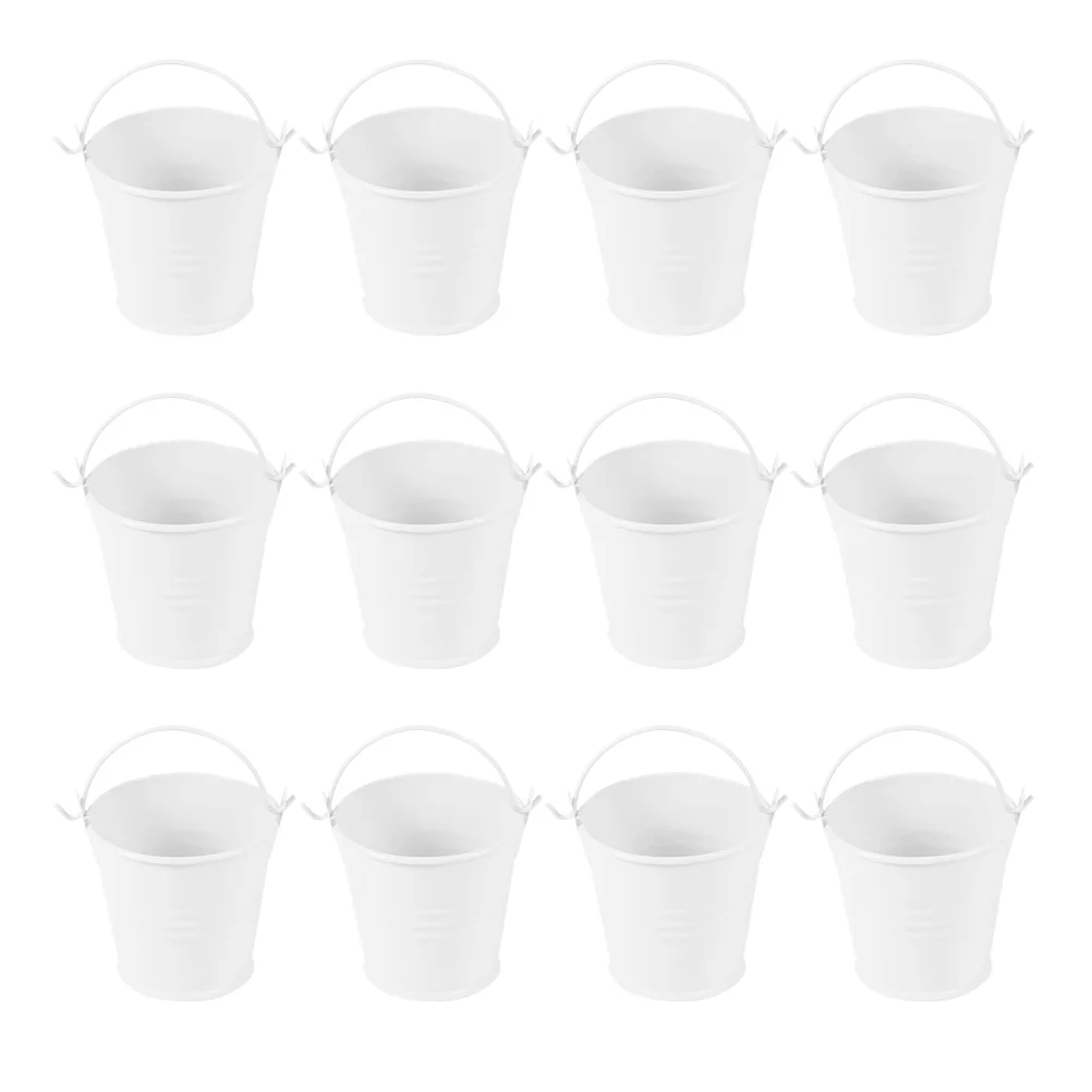 

12Pcs Iron Flower Holder Iron Bucket Mini Flowerpot Iron Flower Container for Home