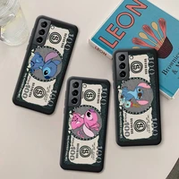 cute cartoon disney stitch dollars phone case for samsung galaxy s22 s21 ultra s20 fe s9 plus s10 5g lite 2020 silicone cover