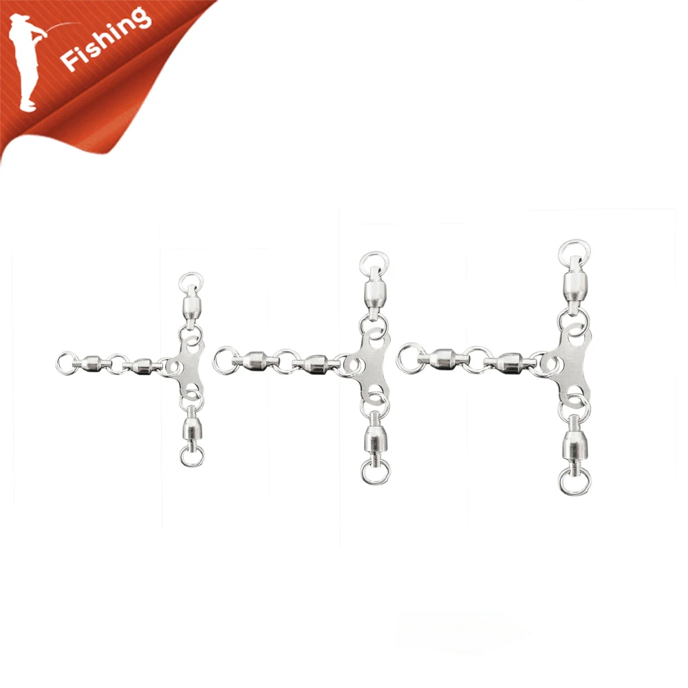 

3pcs 3 Way T-shape Swivels Cross-line Rolling Fishing Line Lure deep sea Fishhook Connector Tackle FIsh Tool