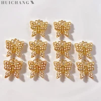 10pcs shiny crystal butterfly charms gold silver color alloy animal pendants for necklaces earrings making jewelry accessories