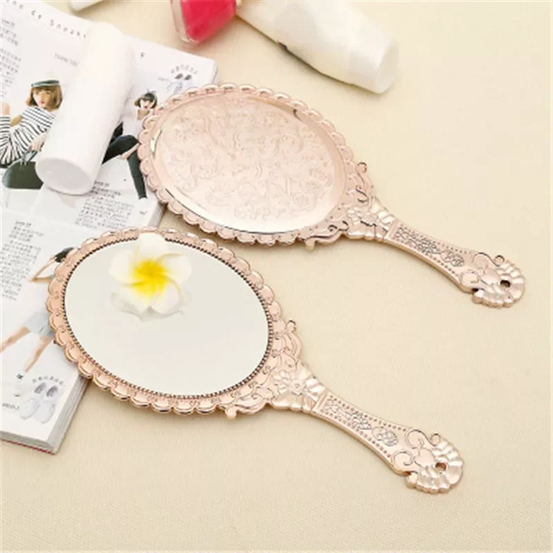 

Vintage Cosmetic Makeup Mirror Hand Hold Oval Round Mirror Noble Restore Ancient Ways Court Mirror Beauty Tool