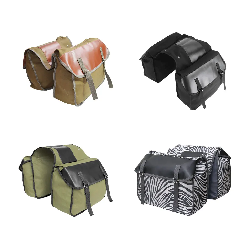 

30L Cycling Double Side Rear Rack Bag Bike Trunk Canvas Tail Panniers Pack Luggage Waterproof Carrier Large Capacity