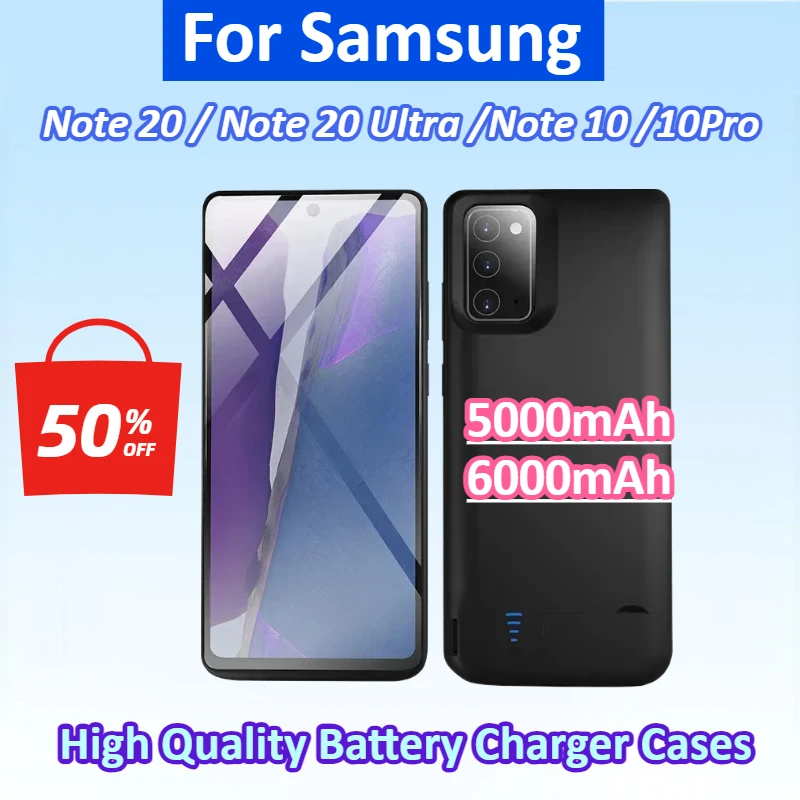 Фото Новые портативные чехлы-зарядки для Samsung Galaxy Note 20, Note 20 Ultra, USB-чехол-аккумулятор для Note 10, 10 Pro №1