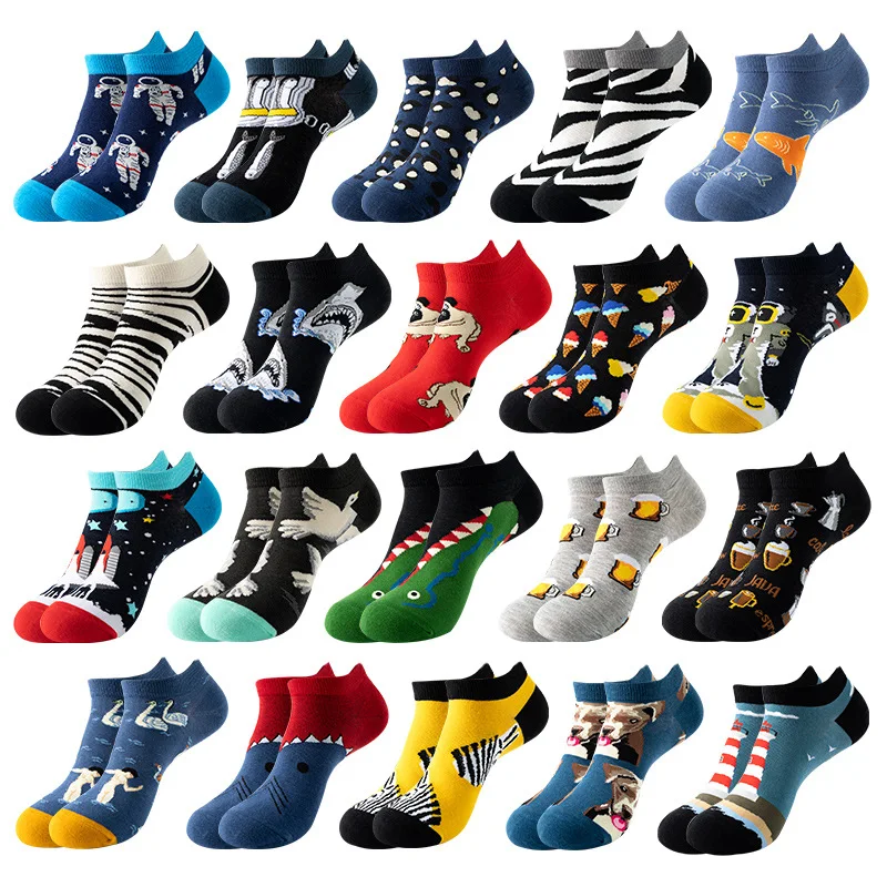 

Harajuku men's and women's socks animal shark astronaut boat socks men's breathable sweat-absorbing sports socks