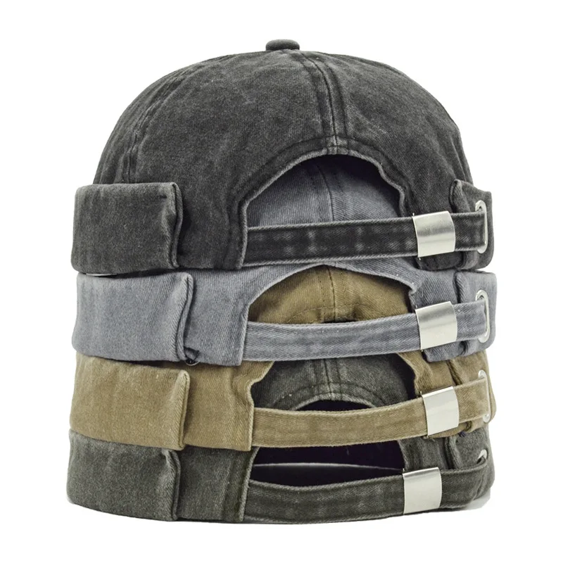 

Винтажные хлопковые головные уборы в стиле хип-хоп, мужские повседневные головные уборы для улицы, однотонная модная шапка, регулируемые ша...