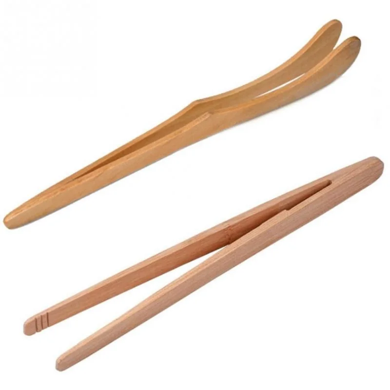 

1 Pc Wooden Tea Tweezer Bacon Tea Clip Tongs Bamboo Salad Food Toast Bend Clip Straight Clips Kitchen Accessories Teaware