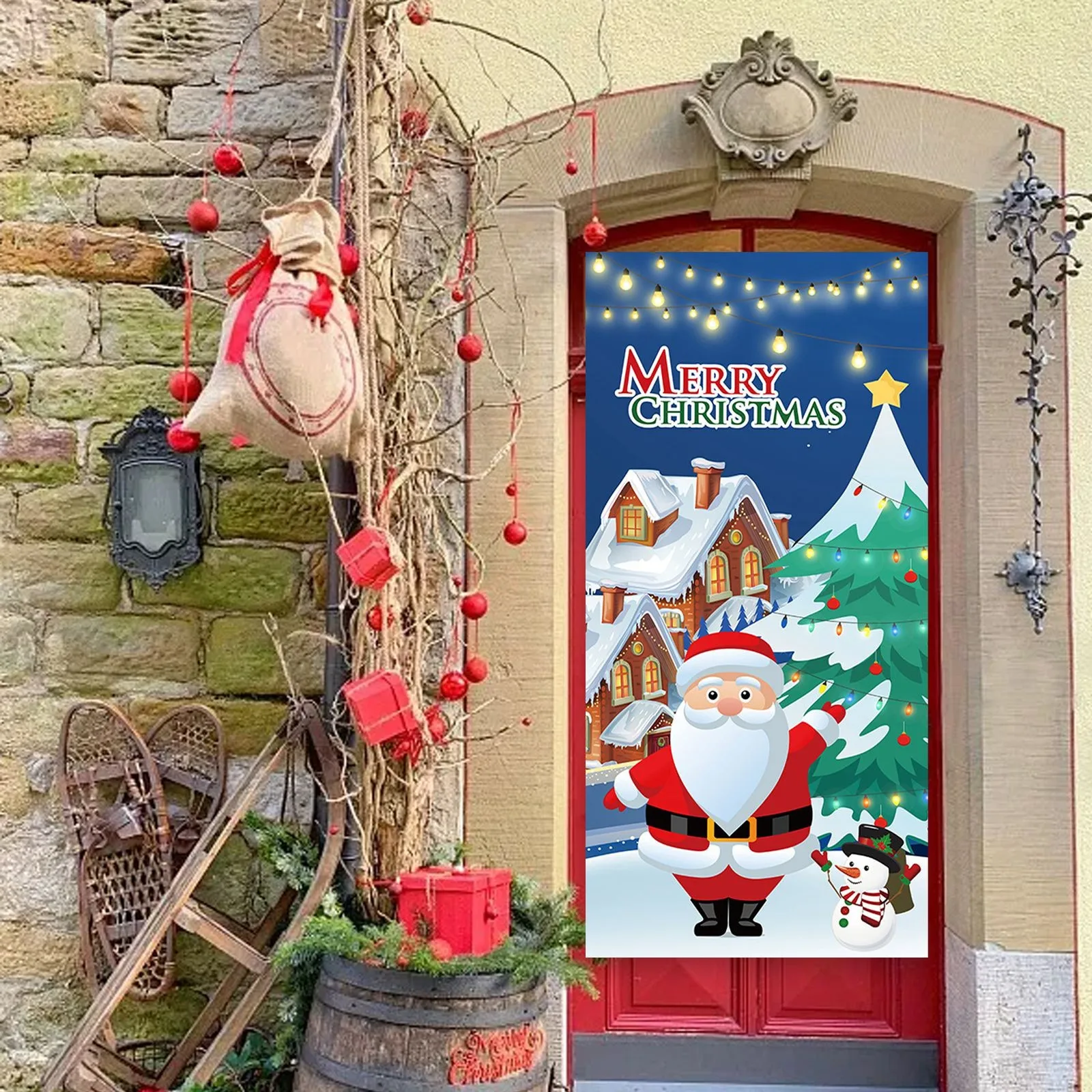 Вверх свое Рождество с помощью этого и праздничной рождественской дверной