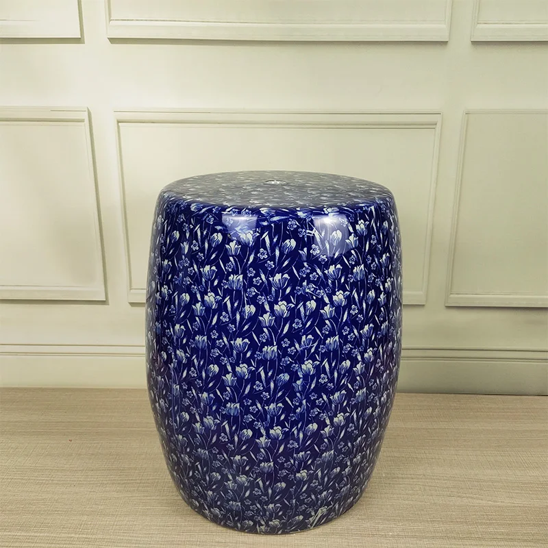 Керамический табурет Цзиндэчжэнь зимняя искусственная живопись круглый для