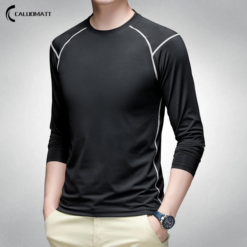 

Fashion Black T Shirts Men 2023 Spring And Summer Long Sleeve Mens T-Shirts Casual Regular Slim Fit O-neck Men's Clothing New