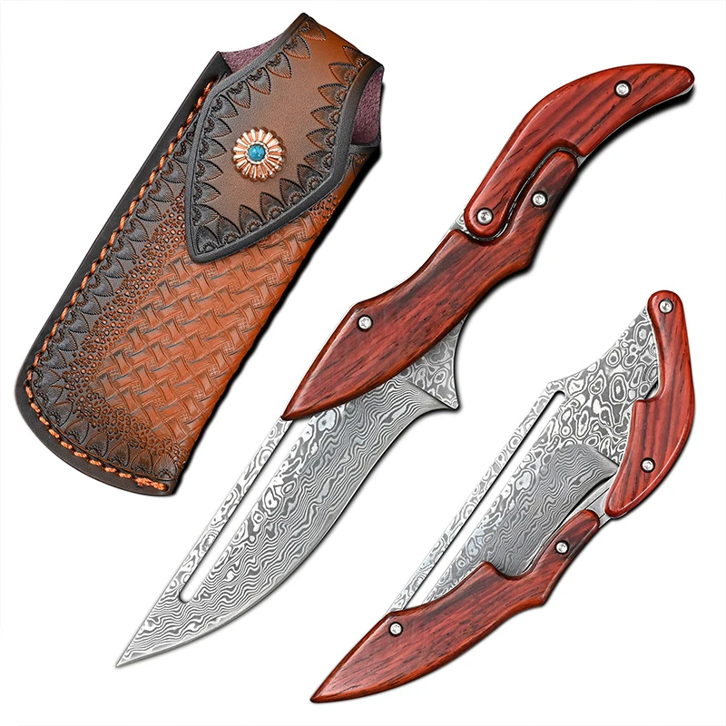

Pocket Knife VG10 Damascus Steel Knife Tactical Hunting Mechanical Folding Knives Outdoor Survival EDC Camping Hand Tools Gift