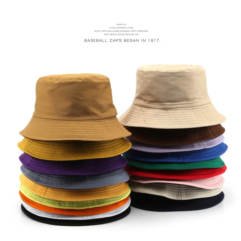 

Summer New Cotton Black Solid Color Double Sided Simple Bob Hip Hop Bucket Hat Men's Women's Panama Beach Fishing Casual Sun Cap