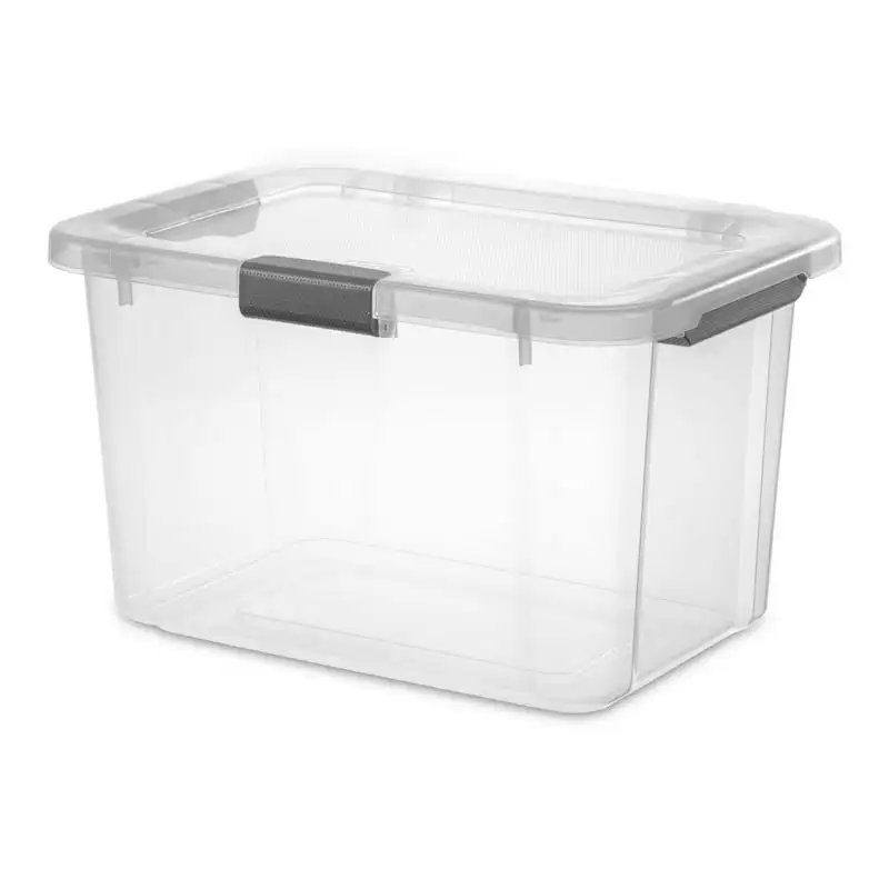 

Qt. HingeLID Storage Box Plastic, Flat Gray, Set of 6