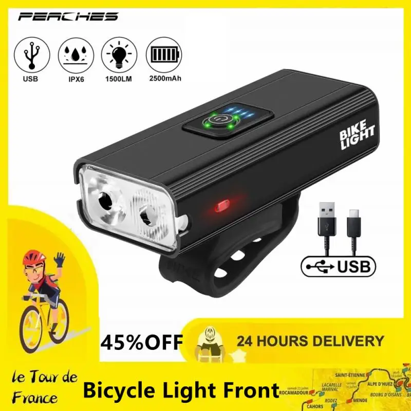 

T6 LED Bicycle Light Front USB Rechargeable Light MTB Road Bike Headlight Night Riding Bike Lantern Flashlihgt Bike Accessories
