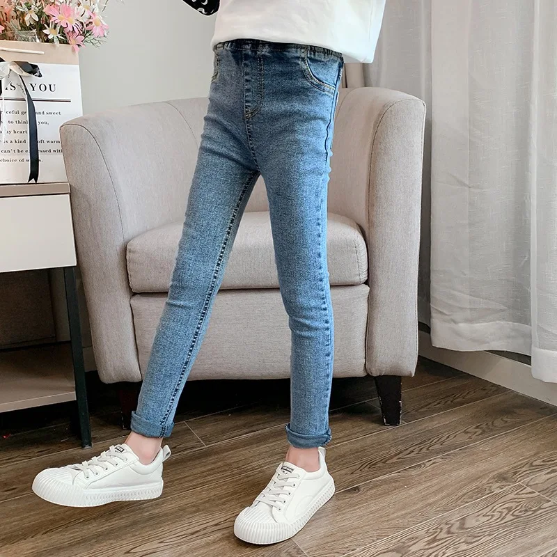 

Girls Jeans Fashion School Skinny Pencil Pants Teenage Girls Trousers Jeans for Kids 2022 Autumn Children Denim Pants 8 10 Years