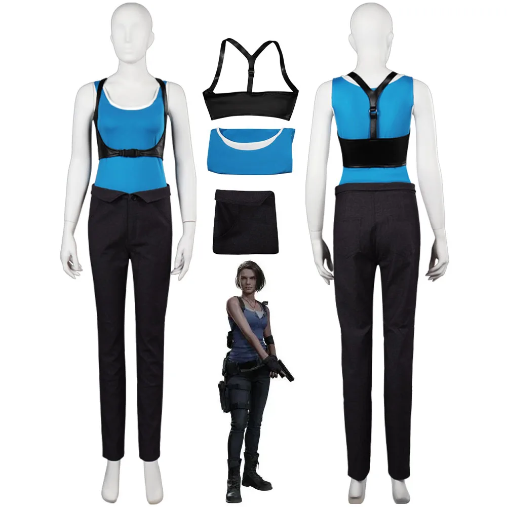 Resident Death Island Jill Valentine Cosplay Costume Battle Outfits For Adult Women Girls Halloween Carnival Party Disguise Suit