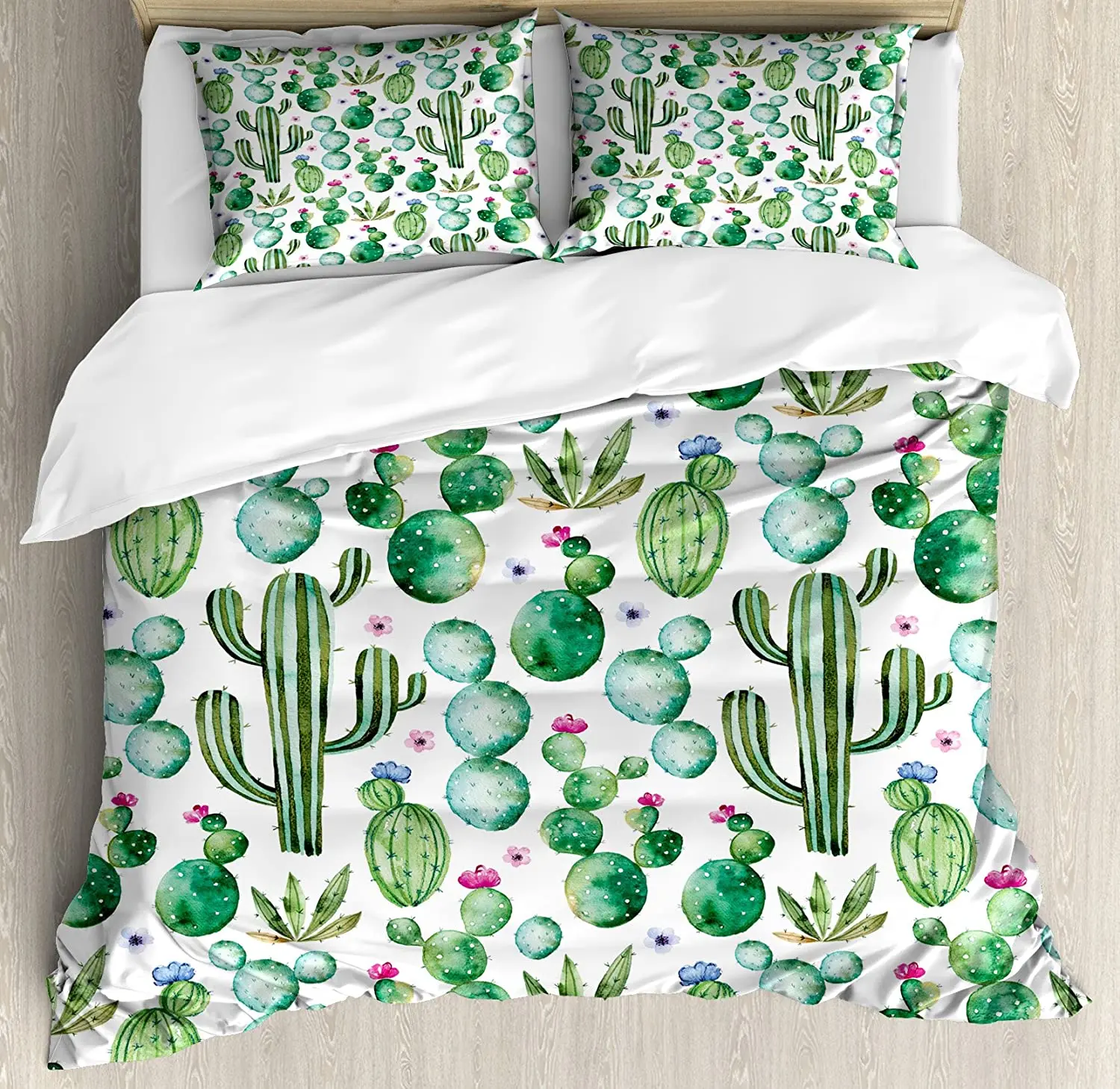

Green Bedding Set For Bedroom Bed Home Mexican Texas Cactus Plants Spikes Cartoon Like Ar Duvet Cover Quilt Cover And Pillowcase