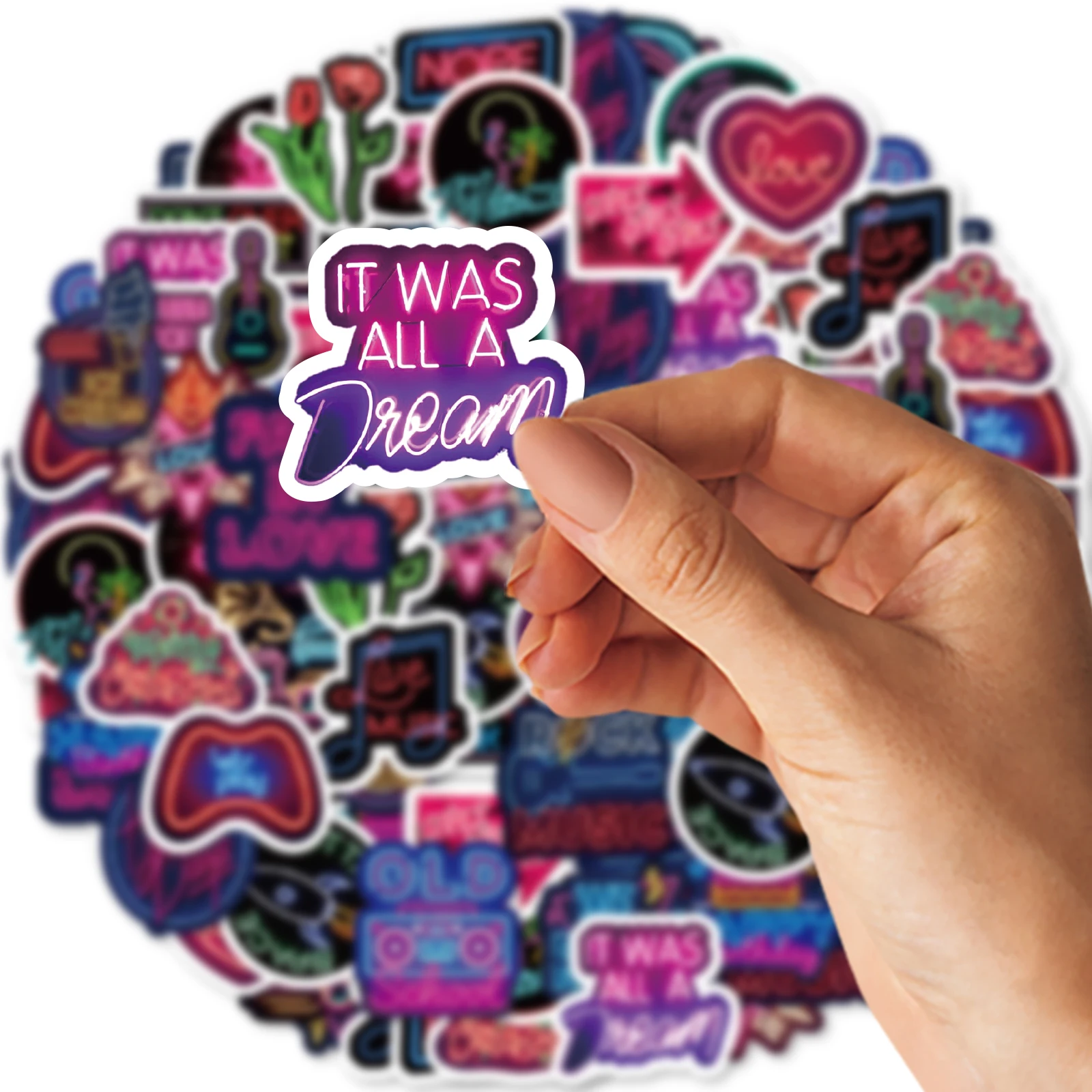 46 Шт. Неоновые Наклейки С Граффити Для Украшения Ночного Рынка Ноутбуков Бутылок