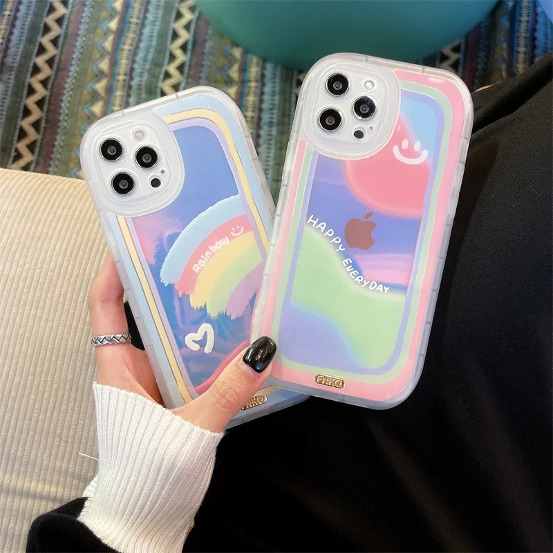 

INS Gradient Laser Aurora Rainbow Phone Case For iPhone 13 Pro Max 12pro 11 7 8 Plus XR XS Max Fundas Hard Cover Protector Coque