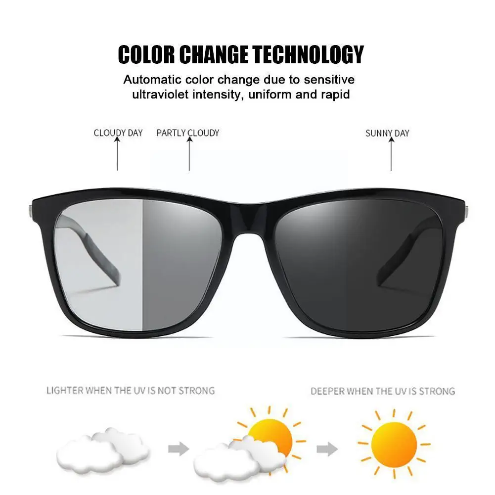 

New Photochromic Sunglasses Men Polarized Driving Chameleon Male Sun Change Color Day Vintage Night Glasses UV400 Vision Wo W3R2