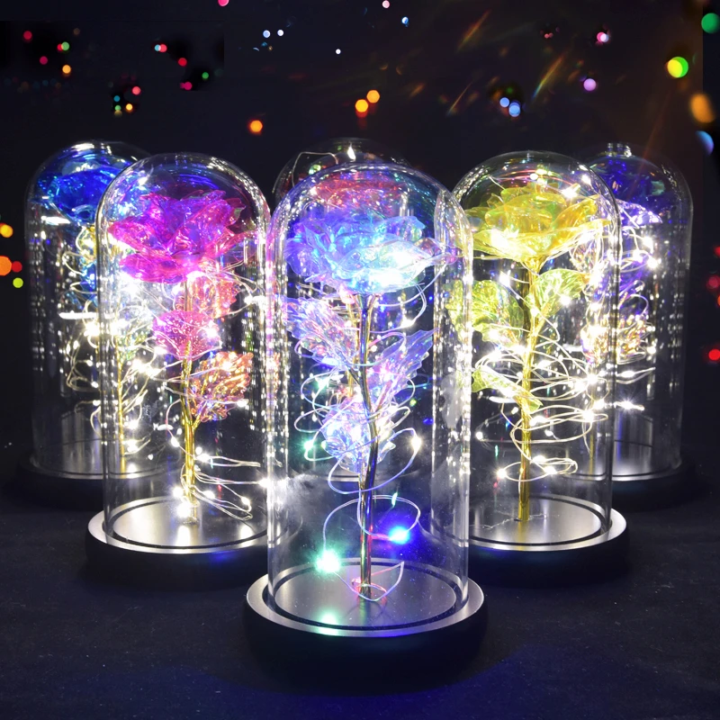 

Сохраненный цветок, стеклянная крышка, свадебные принадлежности, светящийся фотоэлемент, подарок на день Святого Валентина, лазерные светя...