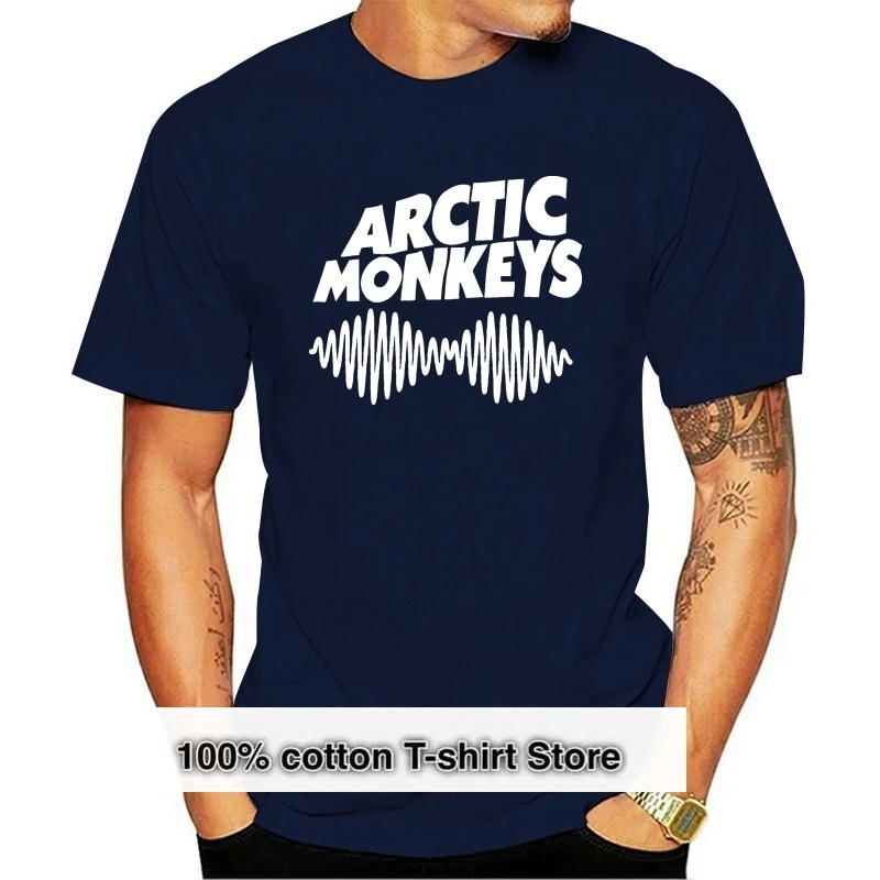 

Fashion letters printed ARCTIC MONKEYS round neck black T - shirt men black short - sleeved