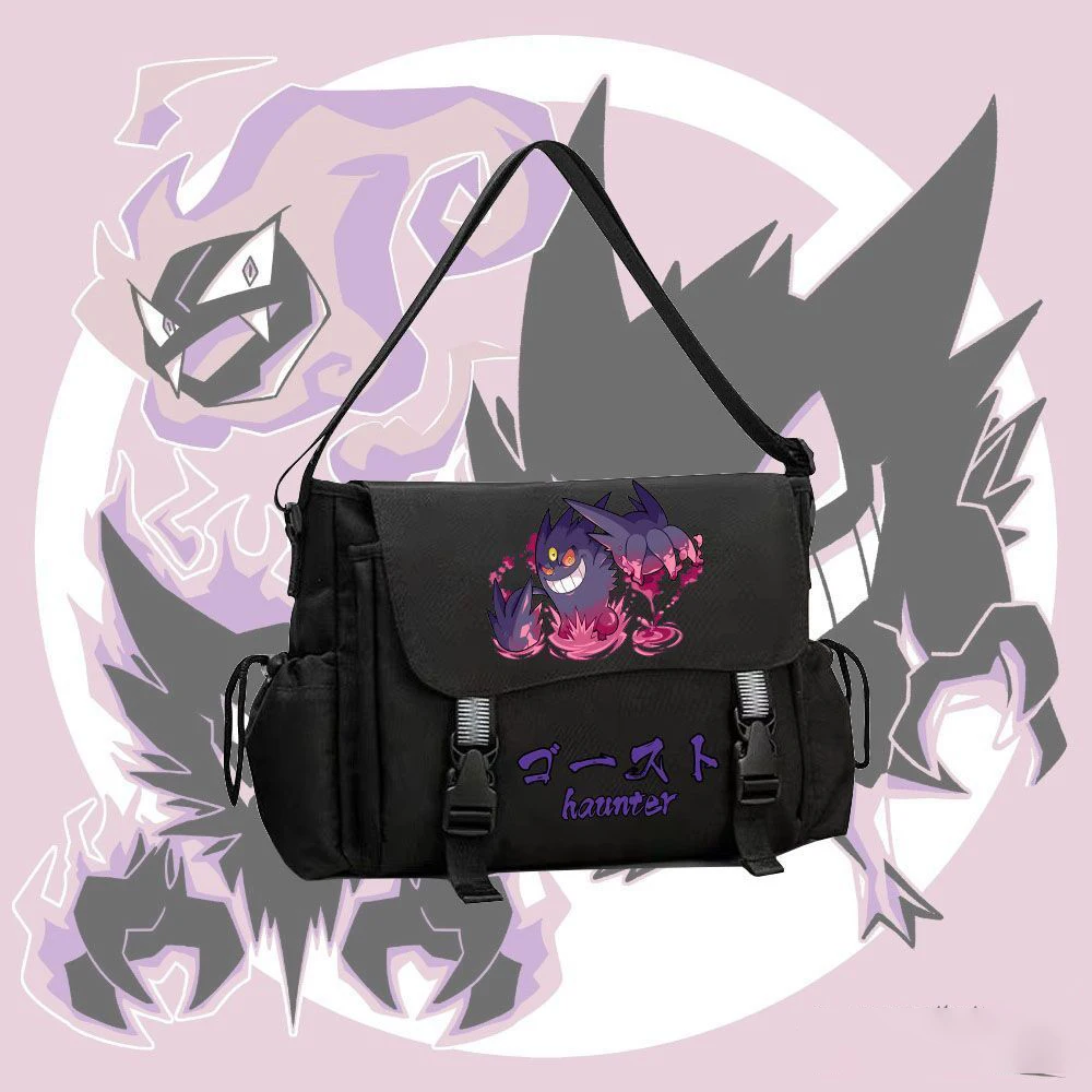 

Кросс-боди из ткани Оксфорд с покемоном гэнгаром для косплея, мессенджер для школьников и подростков, Модный повседневный подарок для путешествий и активного отдыха