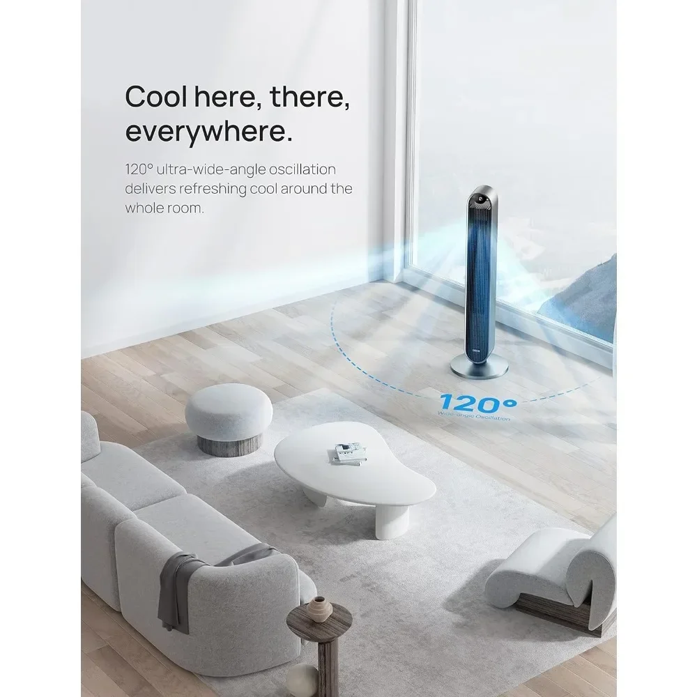 Безлопастной вентилятор 42-дюймовые вибрирующие вентиляторы на 120 ° бесшумный