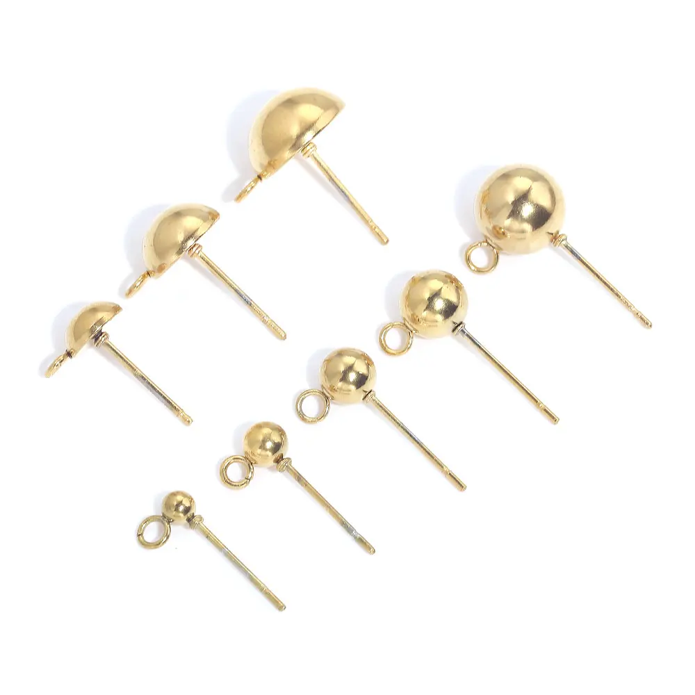 

10pcs Stainless Steel Earrings Stud Ear Pins Ball Earings Hook For DIY Jewelry Making Findings Earring Base Posts Components